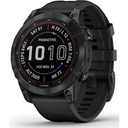 Garmin Fenix 7X 51 mm slate grey met zwarte polsband [wifi, Sapphire Solar Edition] Tweedehands
