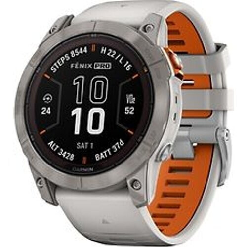 Garmin Fenix 7X Pro 51 mm grijs titanium met een grijs/oranje siliconen polsband [Sapphire Solar Edition] Tweedehands