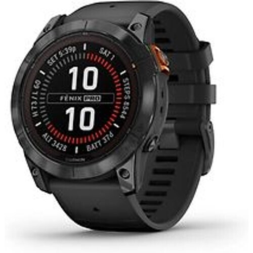 Garmin Fenix 7X Pro 51mm leigrijs met een zwart siliconen polsband [Wi-Fi, Solar Edition] Tweedehands