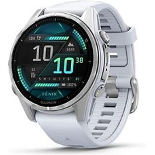 Garmin Fenix 8 43 mm zilver titanium met steen wit polsband [wifi] Tweedehands