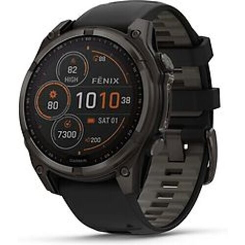 Garmin Fenix 8 47 mm koolstofgrijs met grafiet polsband [wifi, Sapphire Solar Edition] Tweedehands
