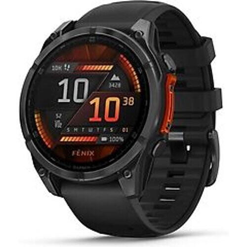 Garmin Fenix 8 47 mm leigrijs titanium met zwarten polsband [wifi] Tweedehands