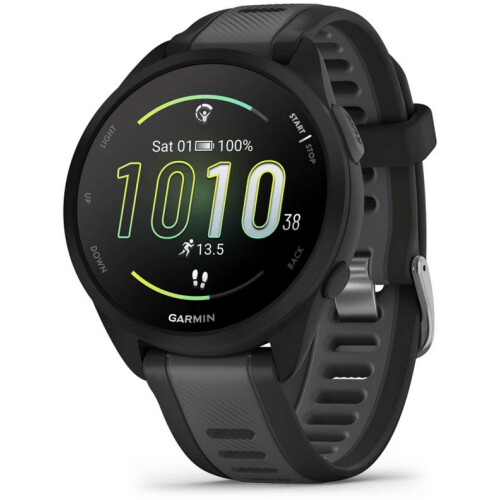 Garmin Forerunner 165 - GPS-hardloopsmartwatch - AMOLED-touchscreen - Zwart (Grijs Zwart) Tweedehands