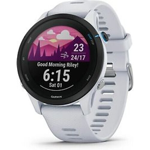 Garmin Forerunner 255 Music 46 mm wit/zwart met een wite siliconen polsband [Wi-Fi] Tweedehands