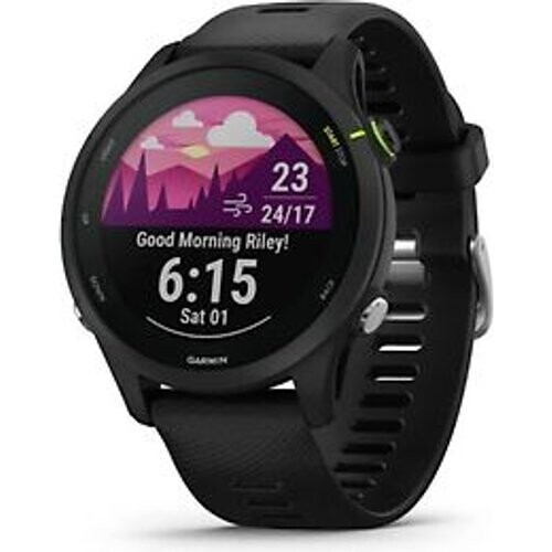 Garmin Forerunner 255 Music zwart met een zwarte siliconen polsband Tweedehands