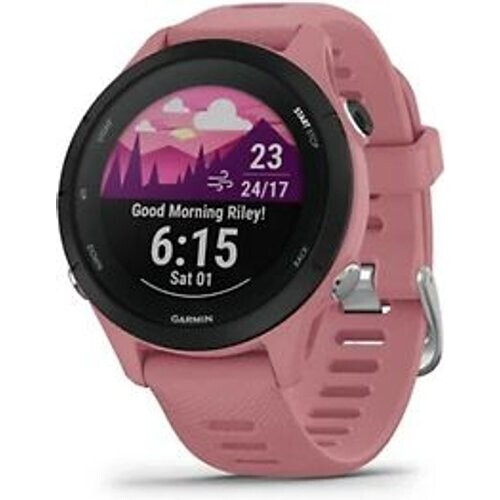 Garmin Forerunner 255S 41 mm roze/zwart met een roze siliconen polsband Tweedehands