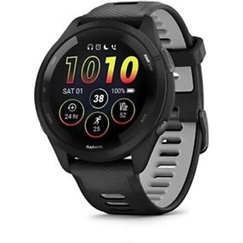 Garmin Forerunner 265 46 mm zwart met een zwart/grijs siliconen polsband Tweedehands