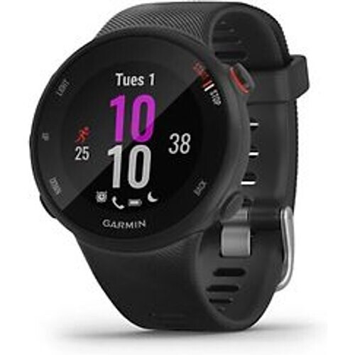 Garmin Forerunner 45S zwart met een zwarte siliconen polsband Tweedehands