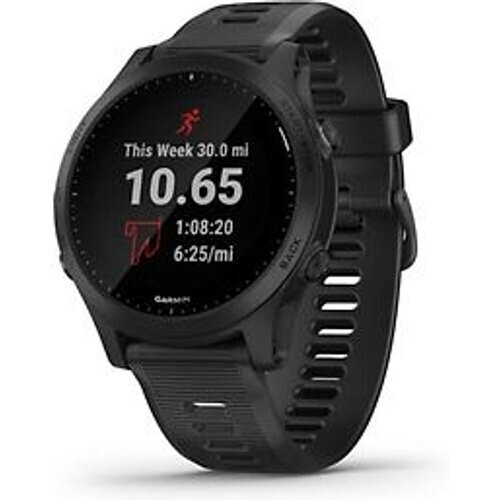 Garmin Forerunner 945 zwart met een zwarte siliconen polsband Tweedehands
