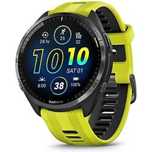 Garmin Forerunner 965 47 mm zwart/grijs met geel/zwart siliconen polsband [wifi] Tweedehands