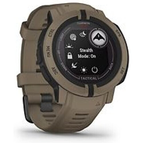 Garmin Instinct 2 Solar Tactical editie 45 mm bruin met een bruin siliconen polsband Tweedehands