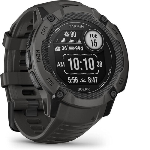Garmin Instinct 2X Solar 50 mm grafiet met een grafiet siliconen polsband