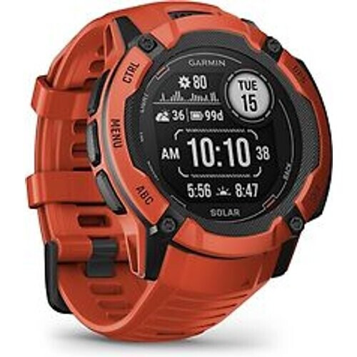 Garmin Instinct 2X Solar 50 mm rood met een rood siliconen polsband Tweedehands