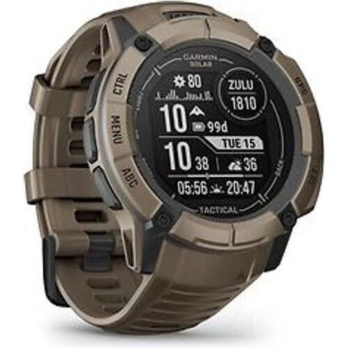 Garmin Instinct 2X Solar Tactical editie 50 mm bruin met een bruin siliconen polsband Tweedehands
