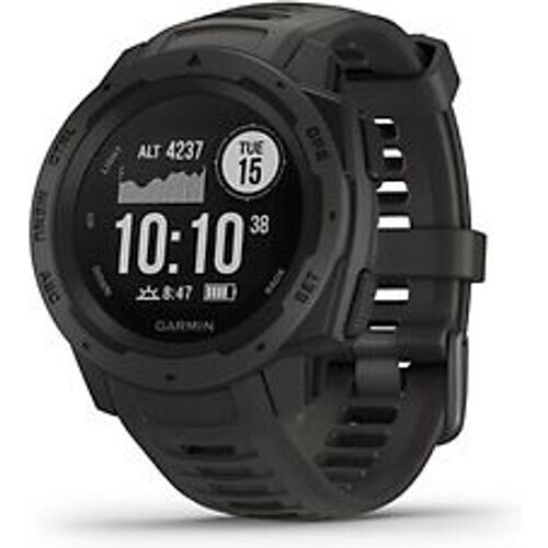 Garmin Instinct 45 mm zwart met een zwarte siliconen polsband Tweedehands