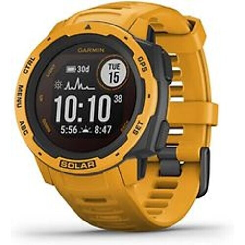 Garmin Instinct Solar 45 mm geel met een gele siliconen polsband Tweedehands
