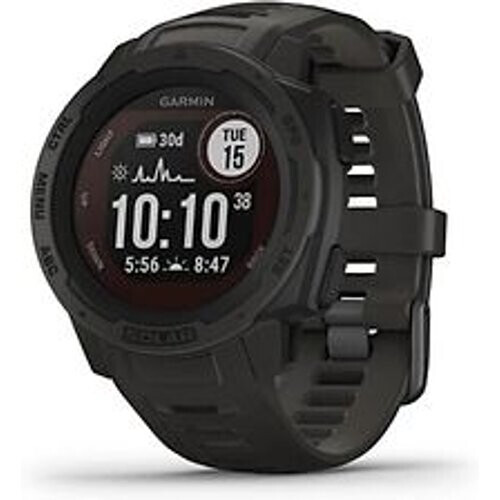 Garmin Instinct Solar 45 mm zwart met een zwarte siliconen polsband Tweedehands