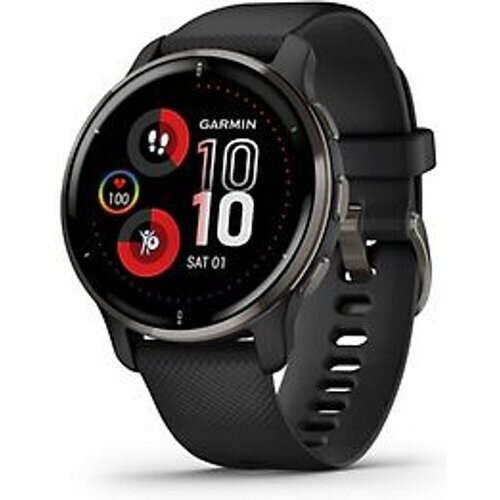 Garmin Venu 2 Plus 43 mm slate rand van roestvrij staal met zwarte behuizing en siliconen polsband [wifi] Tweedehands