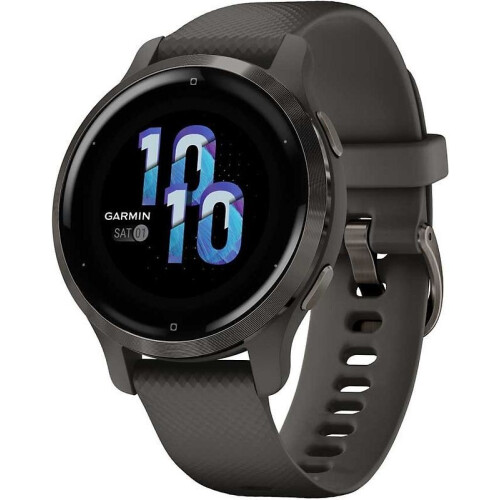 Garmin Venu 2S 40 mm slate rand van roestvrij staal met graphite behuizing en siliconenbandje - wifi
