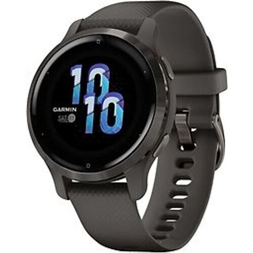 Garmin Venu 2S 40 mm slate rand van roestvrij staal met graphite behuizing en siliconenbandje [wifi] Tweedehands