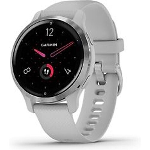 Garmin Venu 2S 40 mm zilverkleurige rand van roestvrij staal met mist grey behuizing en siliconen polsband [wifi] Tweedehands