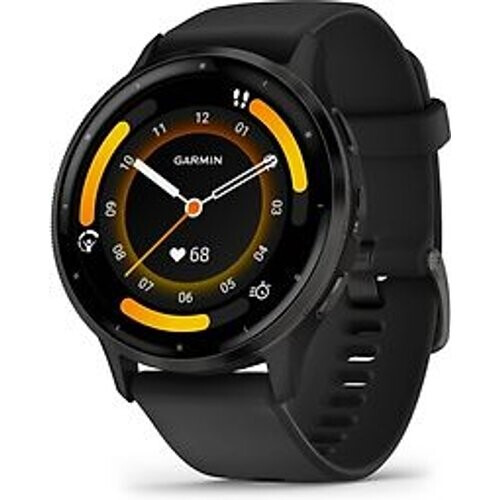 Garmin Venu 3 45 mm grijs van roestvrij staal met zwart behuizing en siliconen polsband [wifi] Tweedehands