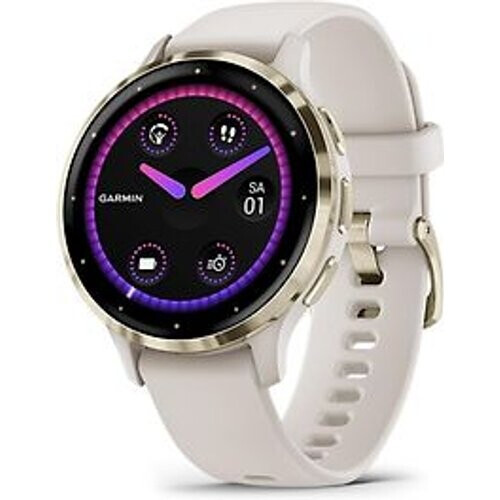 Garmin Venu 3S 41 mm goud van roestvrij staal met ivoor behuizing en siliconen polsband [wifi] Tweedehands