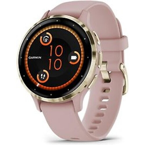 Garmin Venu 3S 41 mm goud van roestvrij staal met roze behuizing en siliconen polsband [wifi] Tweedehands
