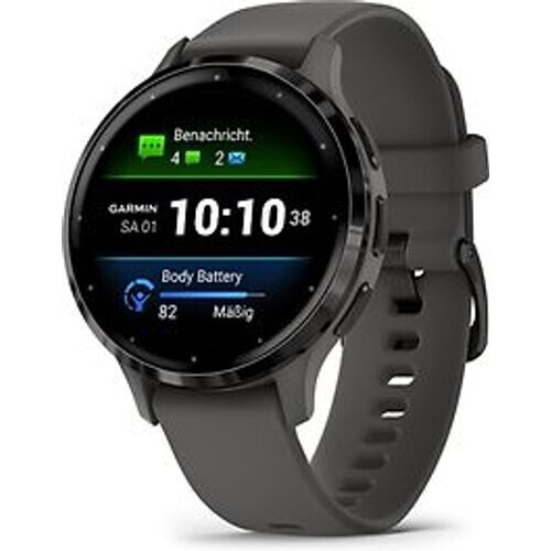 Garmin Venu 3S 41 mm grijs van roestvrij staal met grijs behuizing en siliconen polsband [wifi] Tweedehands