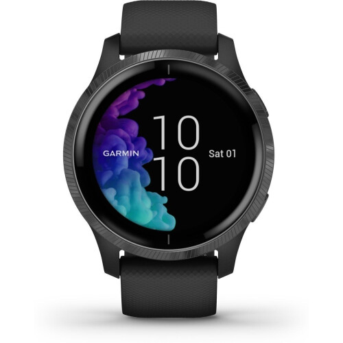 Garmin Venu 43 mm zwart met siliconenarmband zwart - wifi