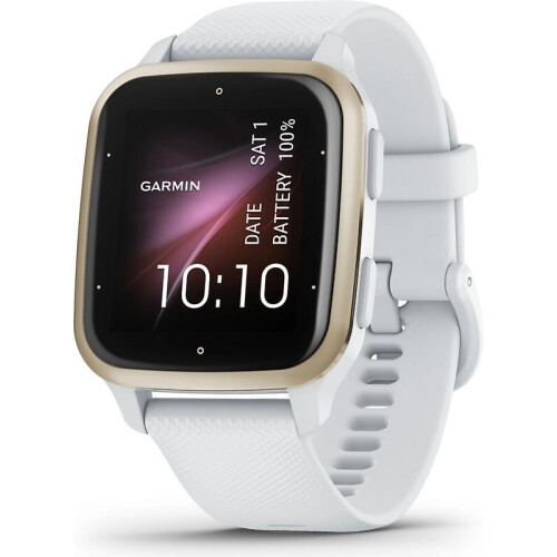 Garmin Venu Sq 2 40 mm crèmegouden aluminium rand met witte behuizing en siliconen band Tweedehands