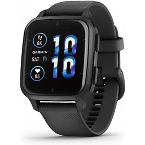 Garmin Venu Sq 2 Music 40 mm slate aluminium rand met zwarte behuizing en siliconen polsband [wifi] Tweedehands