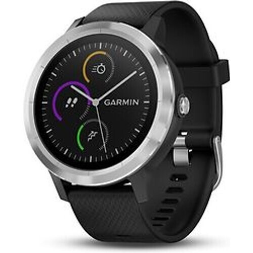 Garmin Vivoactive 3 30,4 mm zilver met siliconen bandje zwart Tweedehands