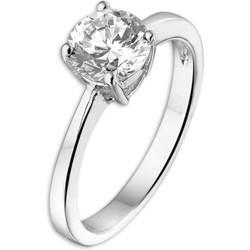 Gerhodineerd 925 Zilveren Ring - Zirkonia 6,5mm - Maat 17,75