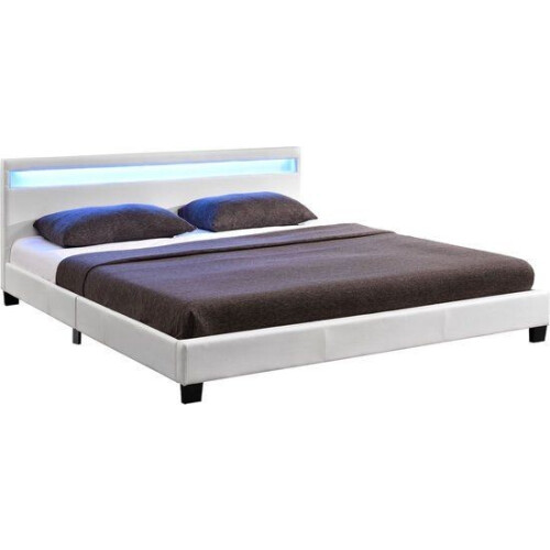 Gestoffeerd bed Paris - 140 x 200 cm - LED Verlichting - Wit Tweedehands