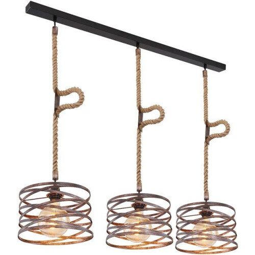 Globo - hanglamp - Marco - zwart - metaal - grote eettafellamp - E27 - 15641-3H