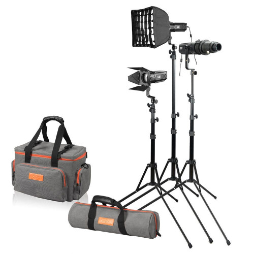 Godox S30 - Focusing LED Light Kit - 3 lampen met barndoors en accessoires (Demo)