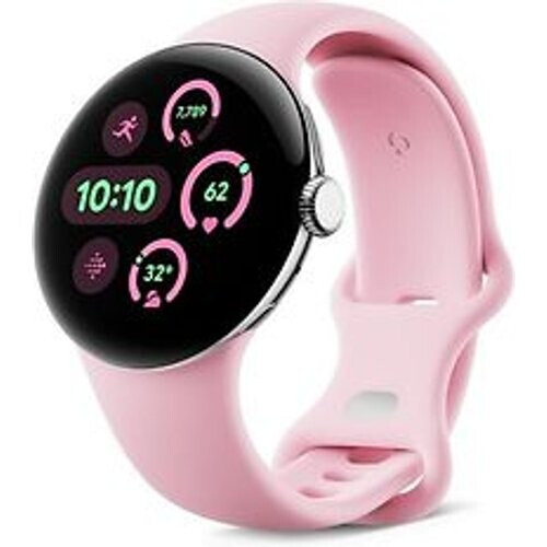 Google Pixel Watch 3 41 mm gepolijst zilver op sportbandje rozenkwarts [wifi + 4G] Tweedehands