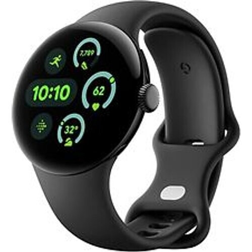 Google Pixel Watch 3 45 mm matzwart op sportbandje obsidiaan [wifi] Tweedehands