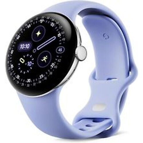 Google Pixel Watch 4 41 mm Aluminium kast in zilverkleur met Sportbandje in iris [wifi + 4G] Tweedehands