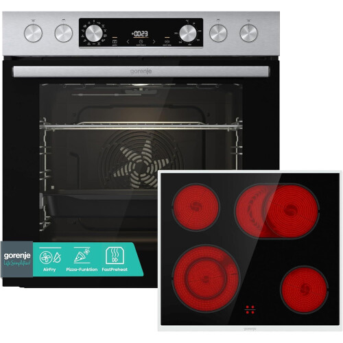 Gorenje Heisluftinoxset4 - Inbouwset Oven & Kookplaat - 71l - Hetelucht | Nieuw (outlet)