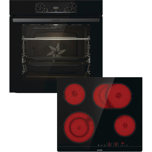 GORENJE PACIFIC BLACK - INBOUW OVEN + KOOKPLAAT SET - AirFry - ExtraSteam - 77L - Zwart Tweedehands