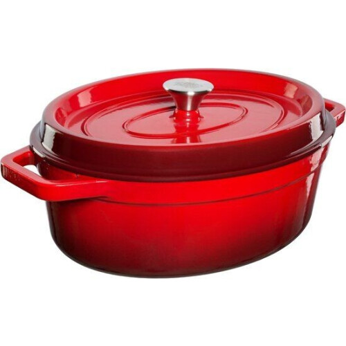 Grand Feu - Geëmailleerd gietijzeren braadpan - ovaal - 5,6 l - rood Tweedehands