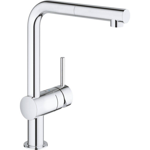 GROHE Minta Keukenkraan - L-uitloop - 360° draaibereik - Met uittrekbare handdouche - Chroom