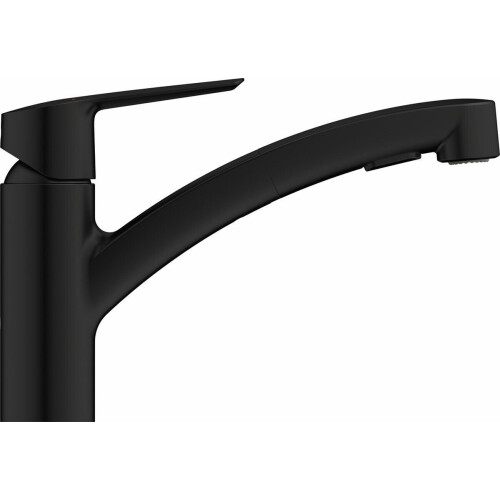 GROHE Start - Keukenkraan - Lage uitloop - 90° draaibereik - Uittrekbare handdouche - Mat zwart