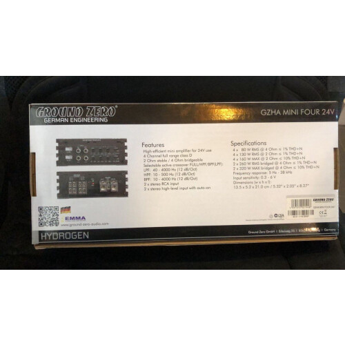 Ground Zero GZHA MINI FOUR 24V - 4-kanaals Class D autoversterker - 640W