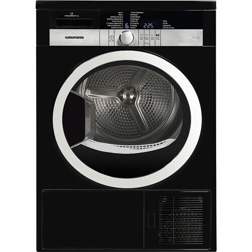 Grundig Gtn38250hgcb - Warmtepompdroger - 8 Kg - 65 Db - Energieklasse A++ - Zwart | Nieuw (outlet) Tweedehands