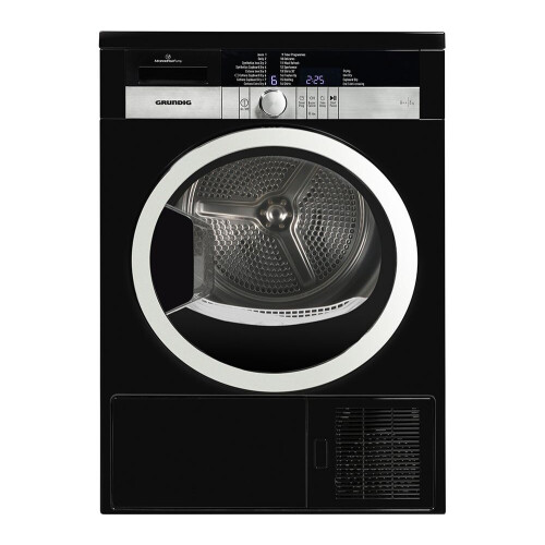 Grundig Gtn38250hgcb - Warmtepompdroger - 8 Kg - 65 Db - Energieklasse A++ - Zwart | Nieuw (outlet)
