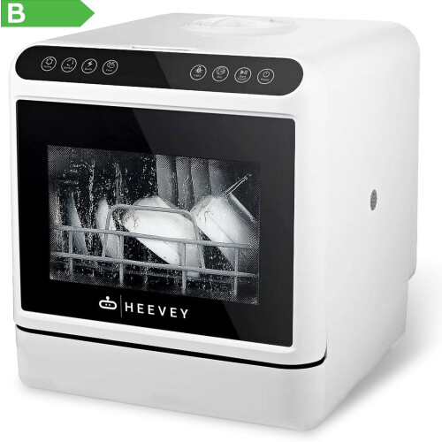 Heevey Mini Vaatwasser - Vrijstaande vaatwasser - 5 Wasprogramma's - Droogfunctie 75°C - Met app Tweedehands