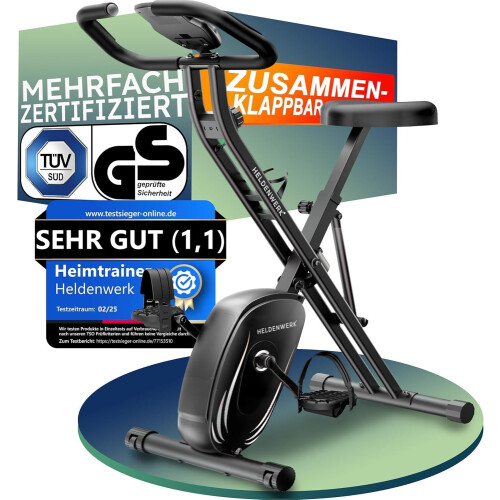 Heldenwerk Hometrainer - Inklapbaar - Belastbaar tot 150KG - Zwart